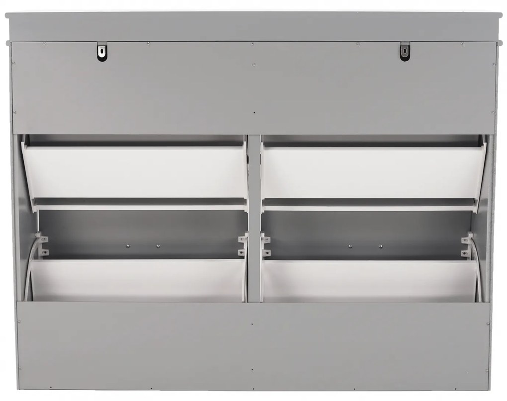 Pantofar, 4 compartimente duble, gri, mdf