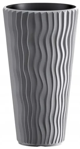 Ghiveci decorativ de flori, Prosperplast, Sandy, rotund, inalt, argintiu, 40x71 cm