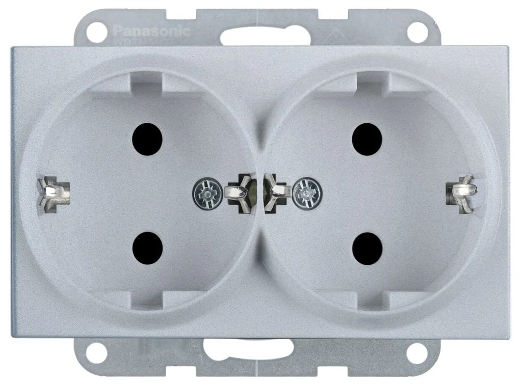 Priza dubla cu impamantare 16A, IP20, Argintiu, Panasonic Karre Plus 55
