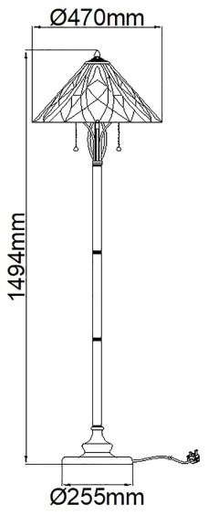 Elstead QZ-VICTORY-FL - Lampadar Tiffany VICTORY 2xE27/60W/230V