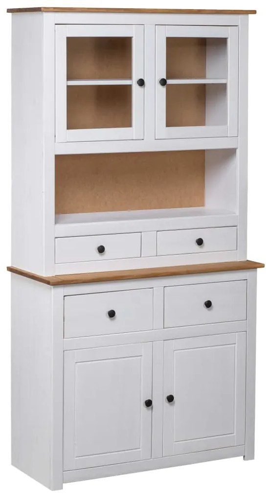 282702 vidaXL Bufet înalt, alb, 93x40,5x180 cm, lemn masiv pin, gama Panama