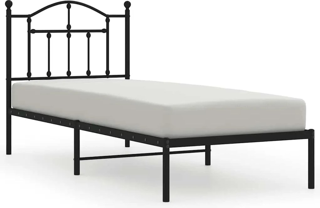 vidaXL Cadru pat metalic cu tăblie, negru, 90x200 cm