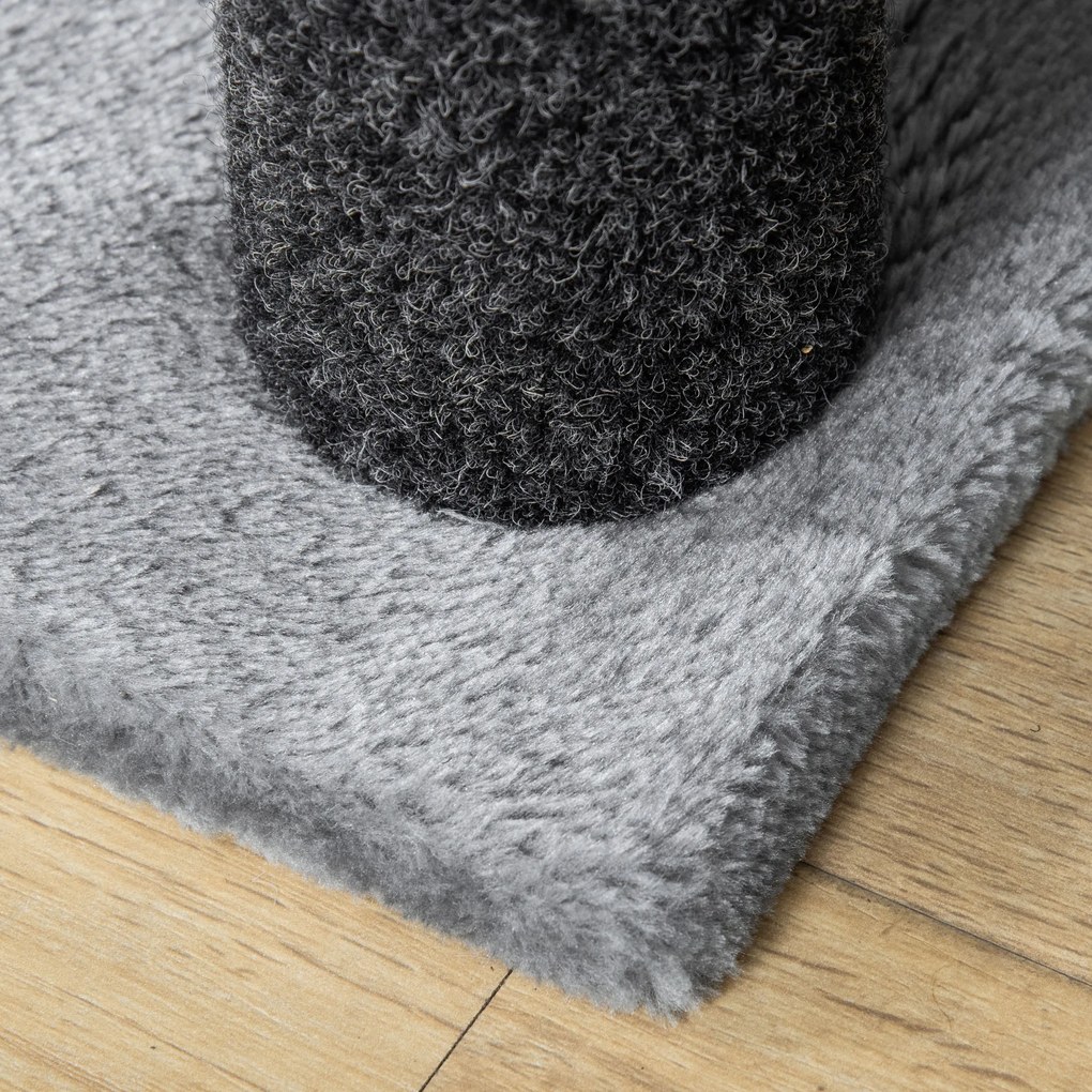 PawHut Scara pentru pisici cu 4 trepte Haustiertreppe cu coloane pentru zgâriere Minge Scara pentru câini Scara pentru animalele de companie pentru pisici de până la 5 kg Pluș Iută Gri 60 x 40 x 64 cm | Aosom Romania