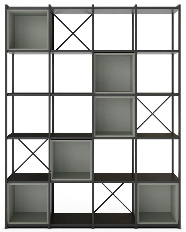 Bibliotecă verde/neagră 140x179 cm Anya – Marckeric