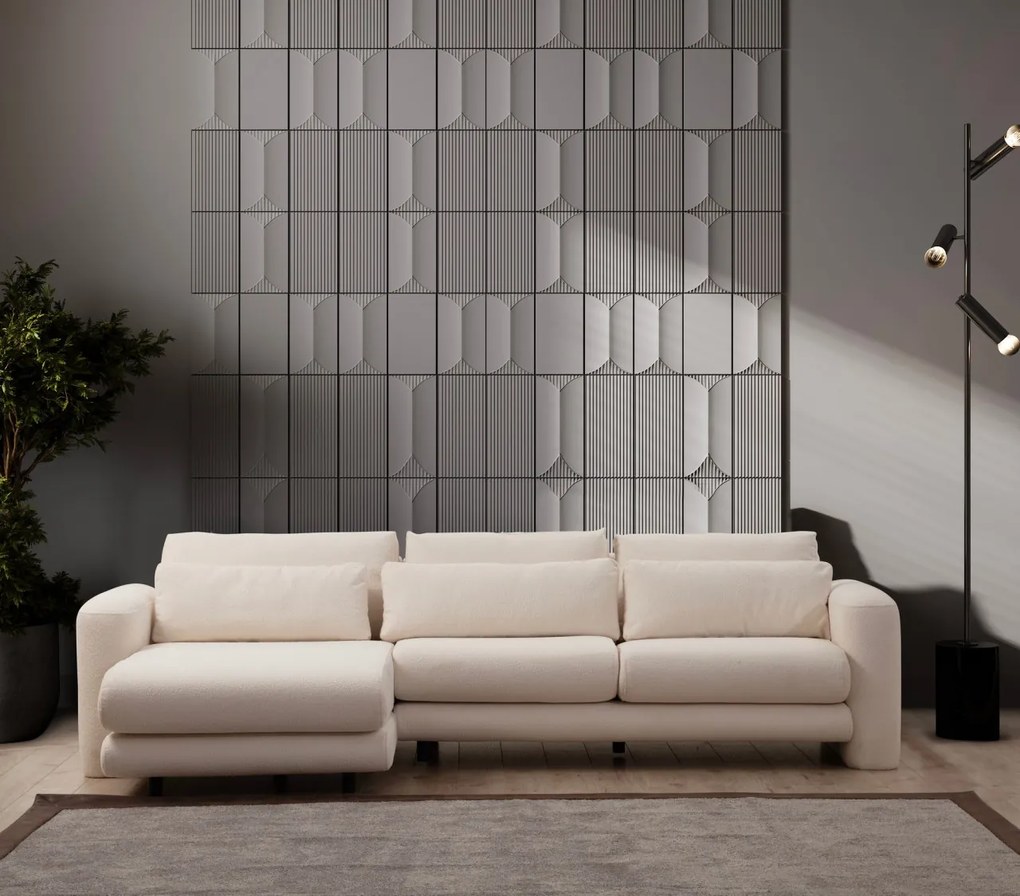 Coltar Lily crem plusat pe stanga