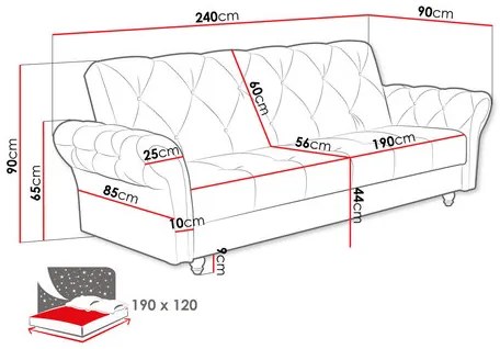 Canapea extensibilă Nyzopo (Gri) (cu sp. depozitare). Promo -17%. 1105593