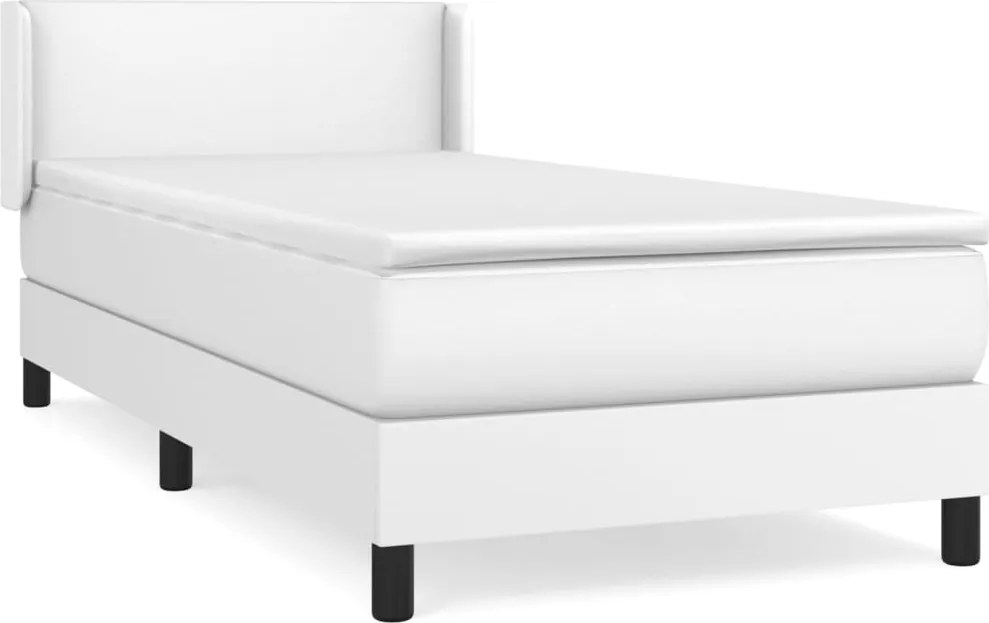 vidaXL Pat box spring cu saltea, alb, 80x200 cm, piele ecologică