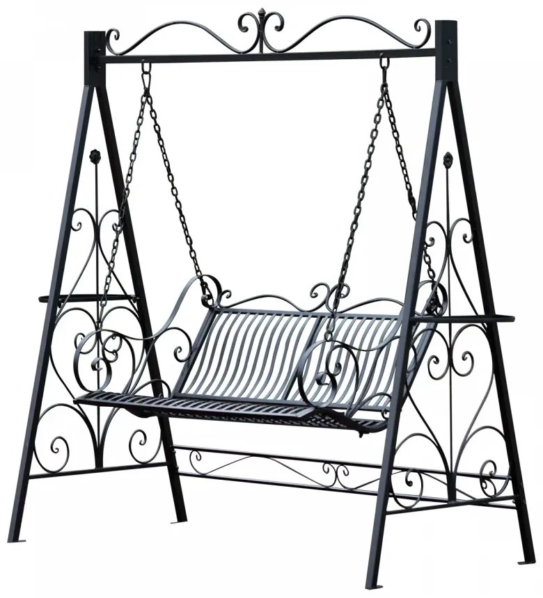 RESIGILAT- Balansoar de grădină, metal, 190x99x208 cm, Negru