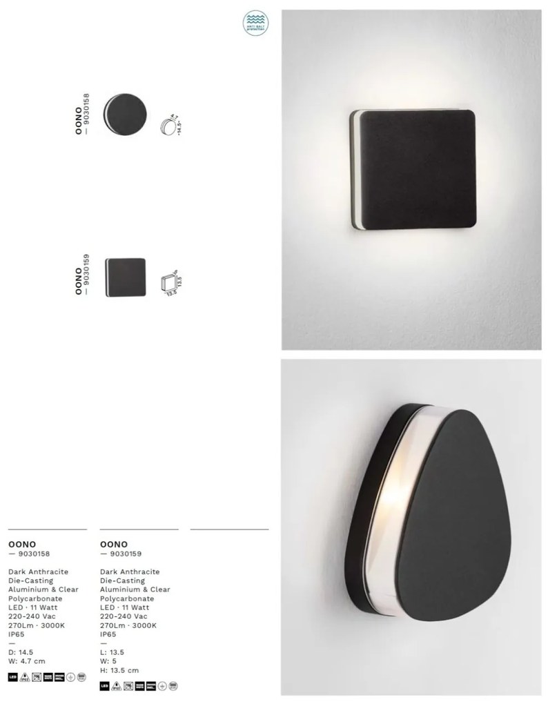 Mini Aplica iluminat exterior ambiental OONO antracit