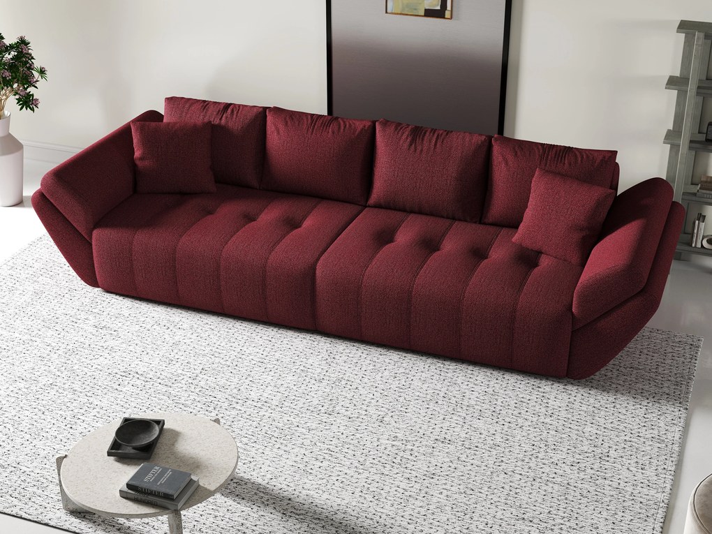 Canapea extensibilă dumonde cu ladă de depozitare si sezut confortabil din spuma high-density, Berlin Enjoy Red 300x100 cm