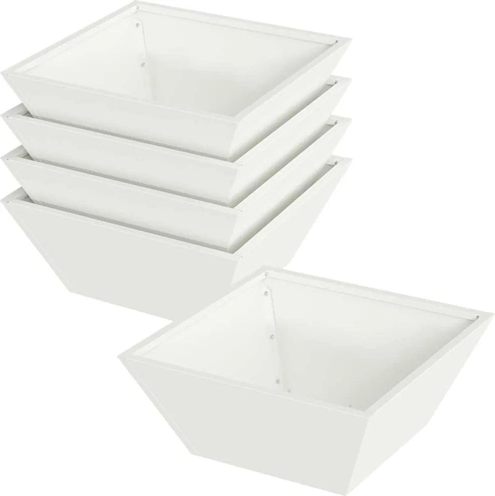 vidaXL Vază pentru Grădină 5 pcs Alb 40 x 40 x 15 cm