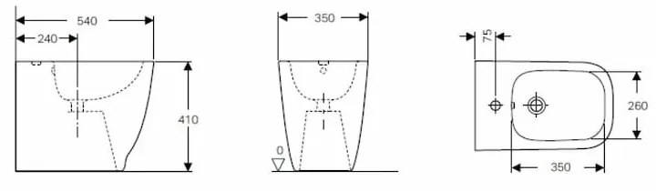 Bideu pe pardoseala Geberit Smyle Square 54x35 cm, lipit de perete, alb - GEC500.841.00.1