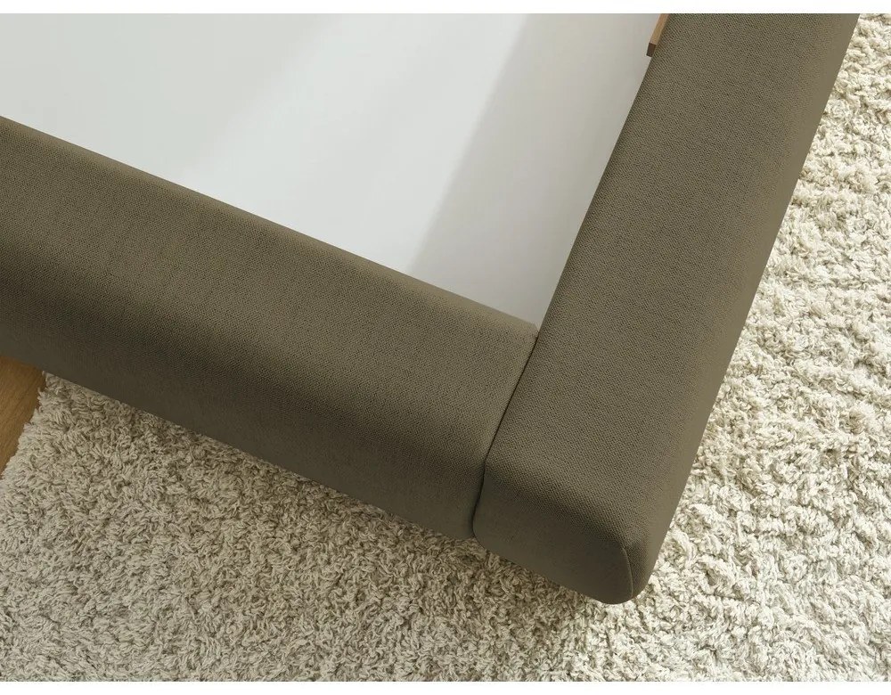 Pat matrimonial verde închis tapițat cu spațiu de depozitare și somieră 180x200 cm Jagna – Bobochic Paris