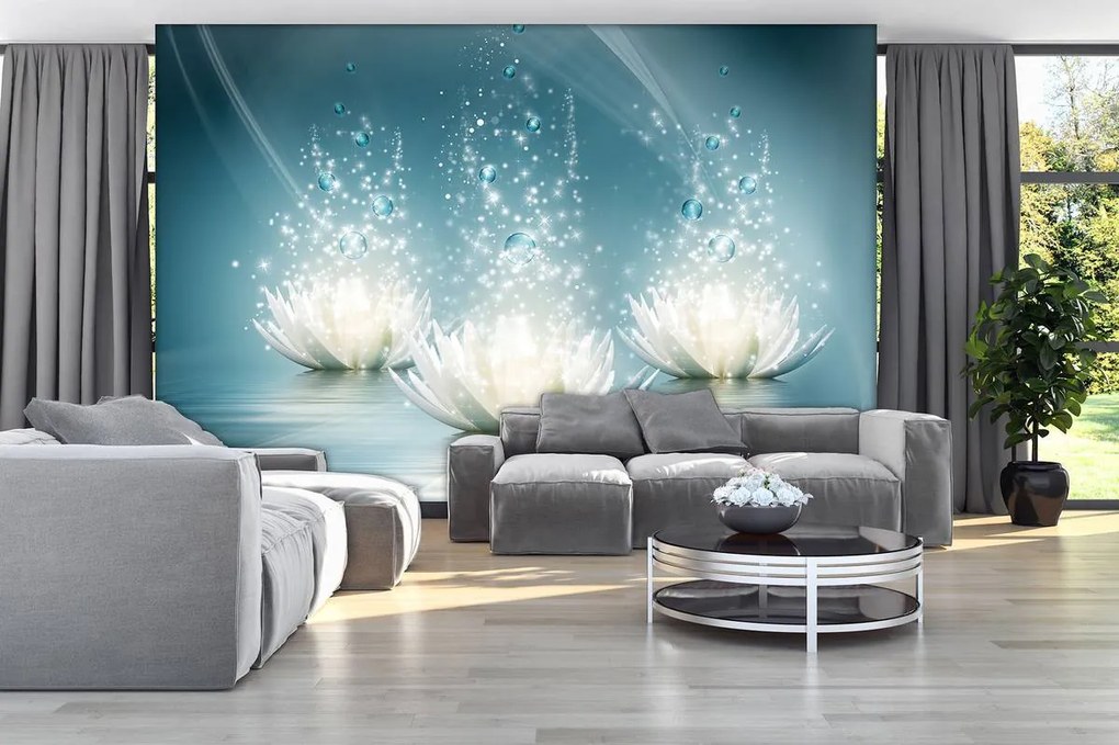 Fototapet - Crinul în albastru ceruleu (254x184 cm)