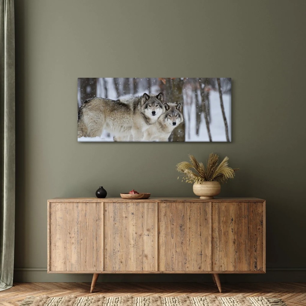 Tablou - Lupii în timpul iernii (120x50 cm)