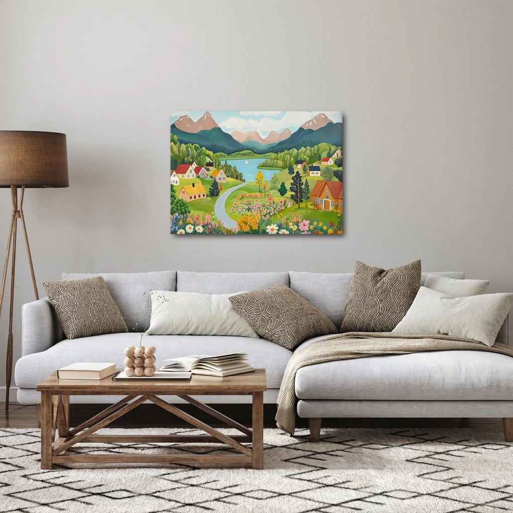 Tablou - Sat în Munți (70x50 cm)