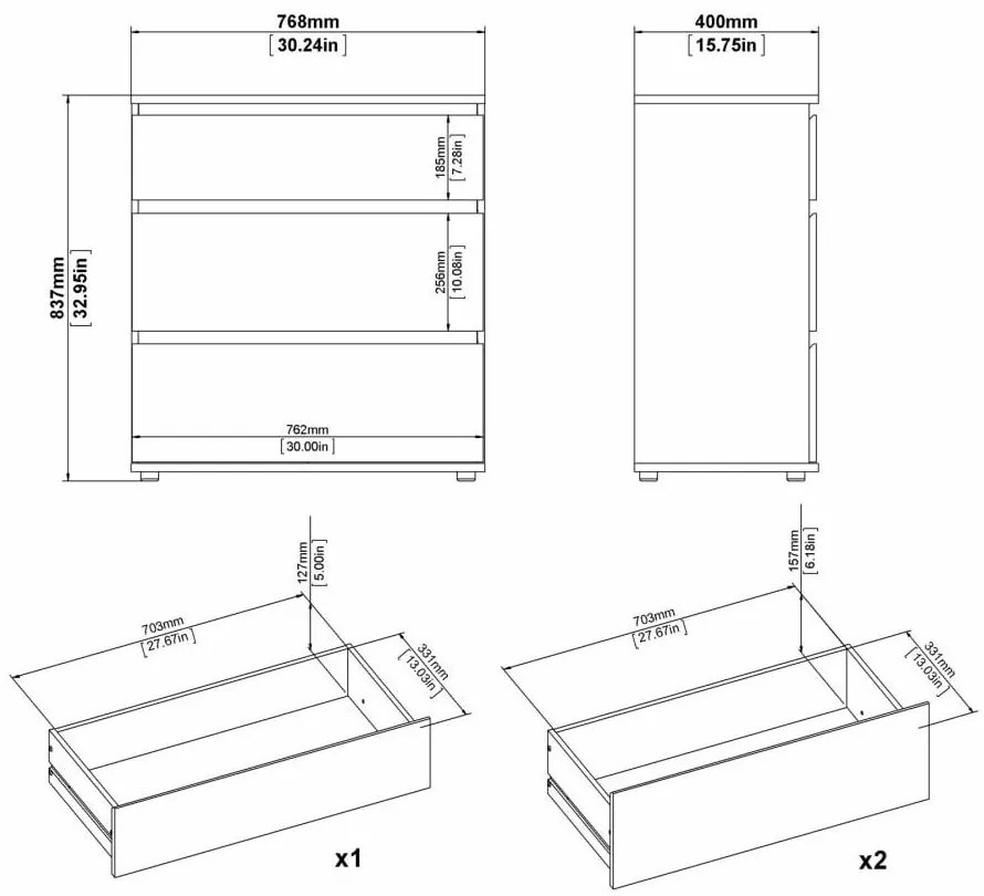 Comodă albă joasă 77x84 cm Nova – Tvilum