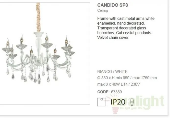 Candelabru cristal Venezian diam 88cm CANDIDO SP8 067889