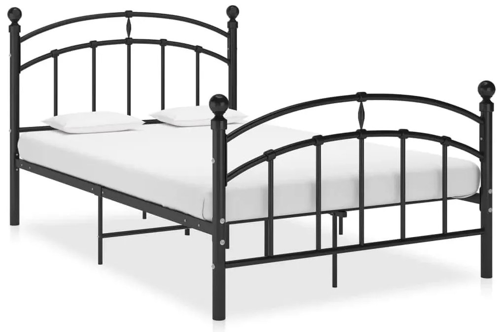 vidaXL Cadru de pat, negru, 120x200 cm, metal