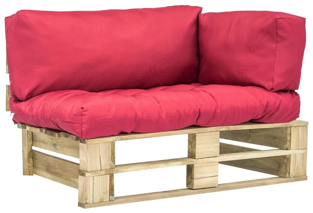 275292 vidaXL Canapea din paleți de grădină, perne roșii, lemn de pin