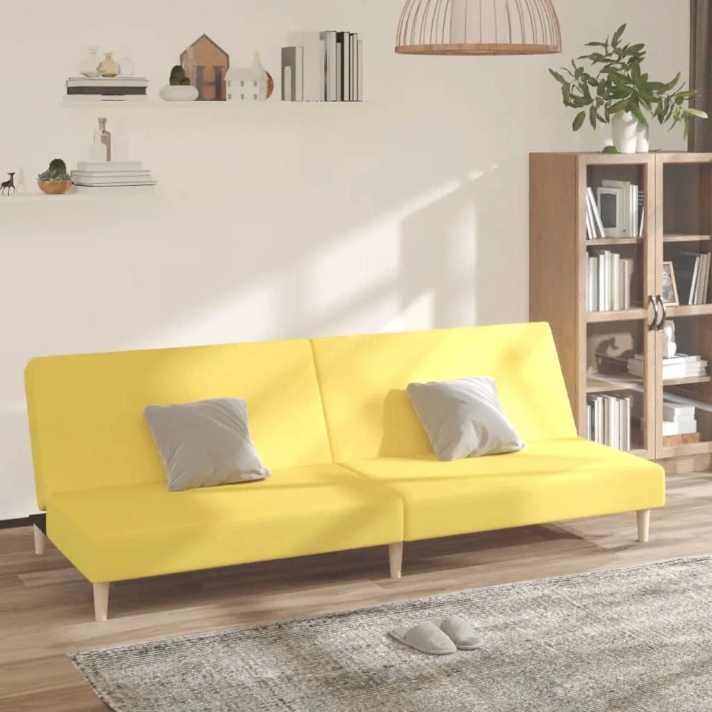 337282 vidaXL Canapea extensibilă cu 2 locuri, galben, textil