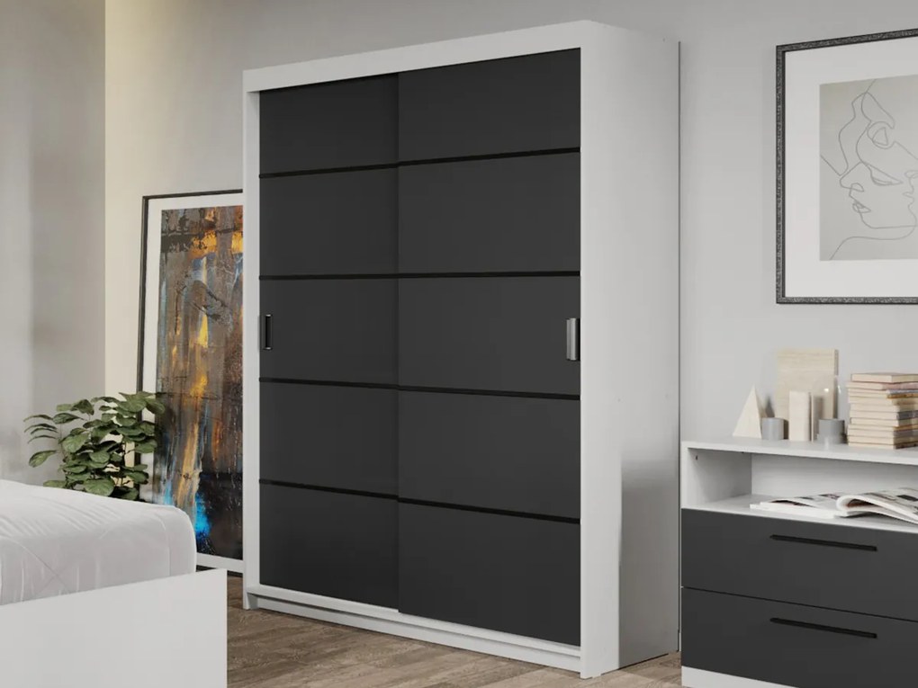 Set mobila dormitor 4 piese Zeno Alb/Antracit C33