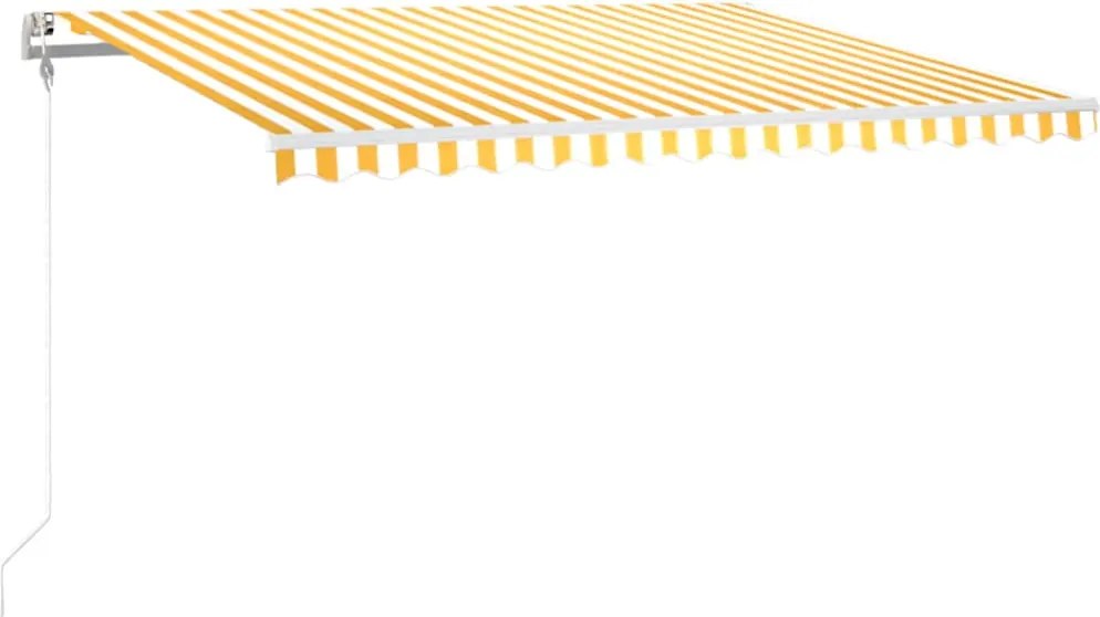 vidaXL Copertină automată cu senzor vânt & LED, galben&alb, 400x300 cm