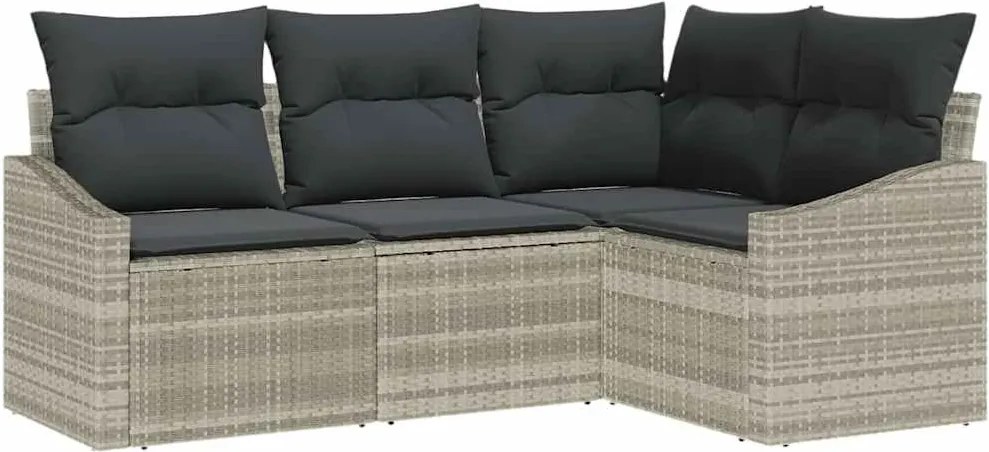 vidaXL Set de canapele pentru grădină 4 pcs Gri deschis poliratan