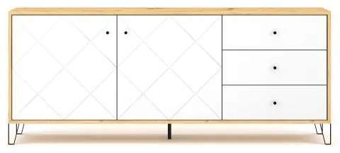 Comodă SULA, stejar artisan/alb