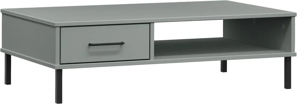 vidaXL Măsuță cafea cu picioare metalice „OSLO”, gri, lemn masiv pin