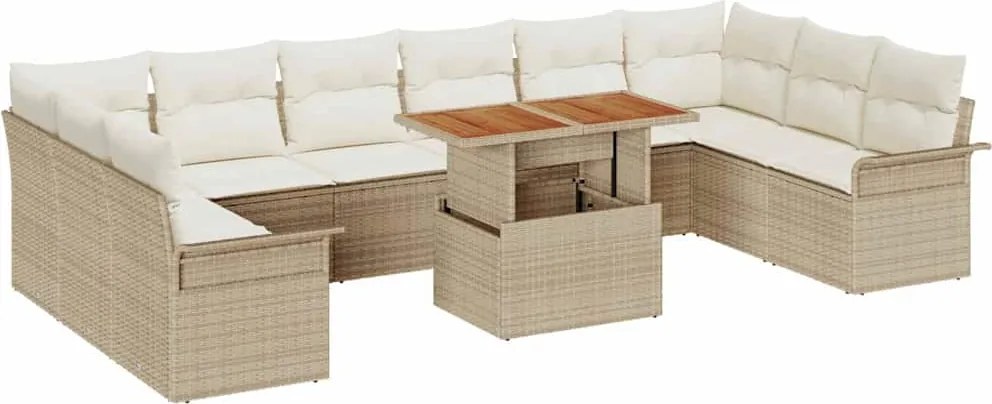 vidaXL Set de canapele pentru grădină 11 pcs Bej Rattan poli