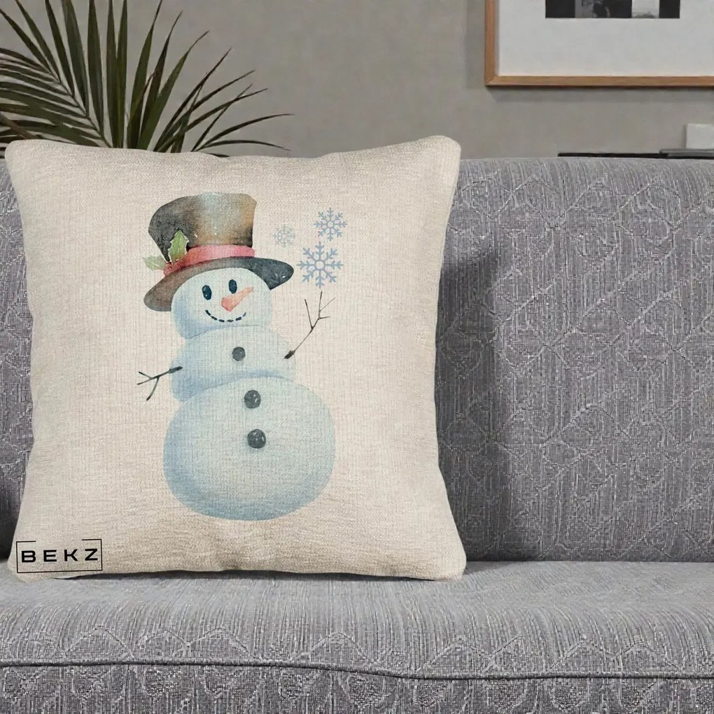 Perna Decorativa Om de Zapada cu Joben si Vasc, 40x40 cm, Bej Canapea, Husa Detasabila, Perna Inclusa, BEKZ®