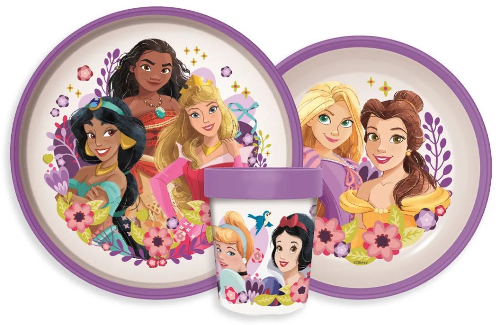 Prințesele Disney Courageous Heart set de masă antiderapant, set micro plastic
