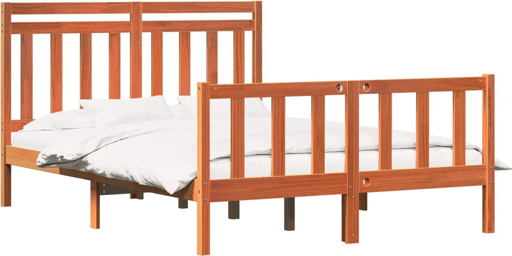 vidaXL Cadru de pat cu headboard Maroniu cerat 205,5 x 155,5 x 100 cm