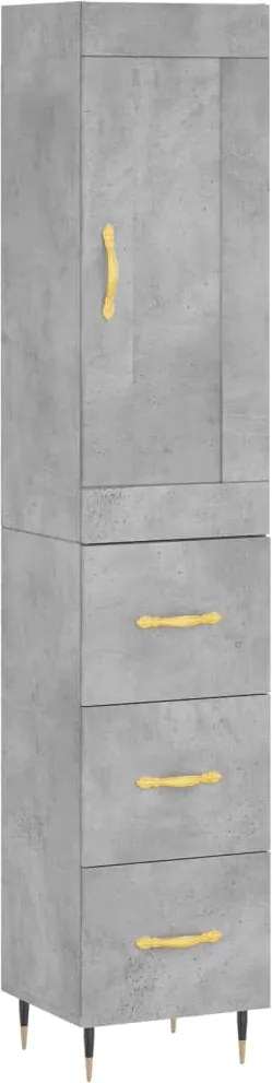 vidaXL Dulap înalt, gri beton, 34,5x34x180 cm, lemn prelucrat
