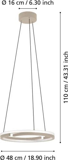 Eglo 901824 - Pendul LED dimabil MEZZOMONTE, 2xLED/20W/230V, bej + telecomandă