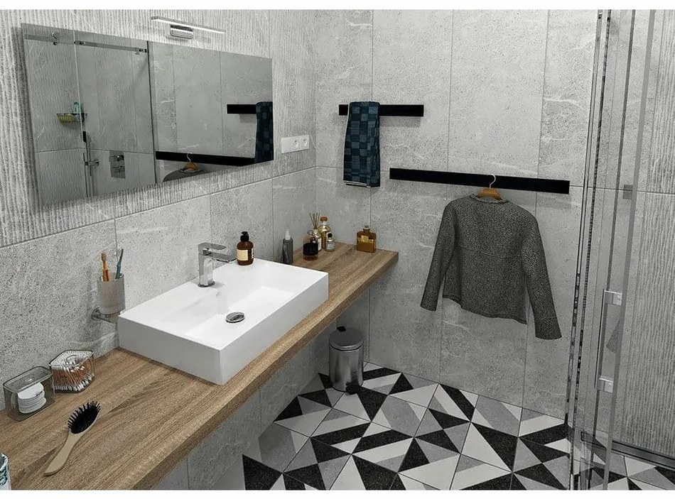 SAPHO PX079 Suport pentru prosoape, 80 x 6 cm,negru mat