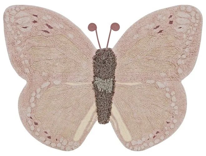 Covor pentru copii roz deschis/bej lavabil/țesut manual din bumbac 90x120 cm Baby Butterfly – Lorena Canals
