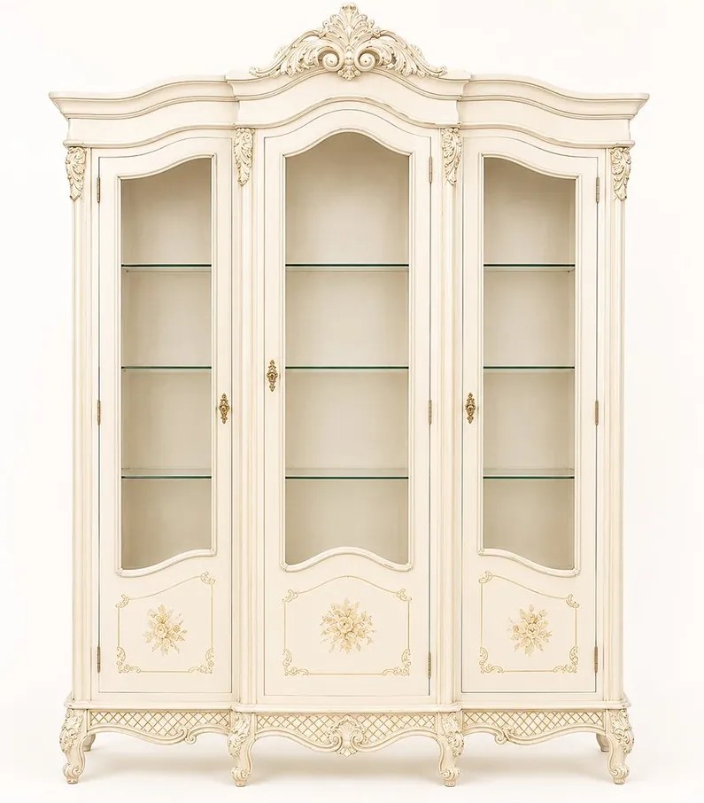 Vitrină lemn masiv 3 Uși Edward, 177,6 × 56 × 230 cm - Standard