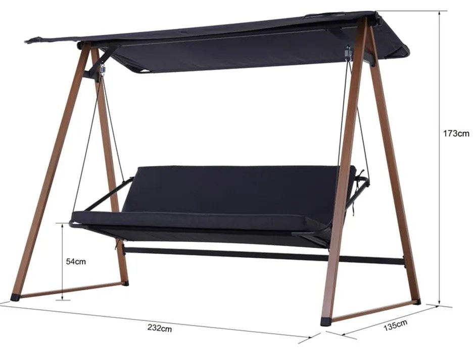 Balansoar de terasa Herning gri/maro L232 cm