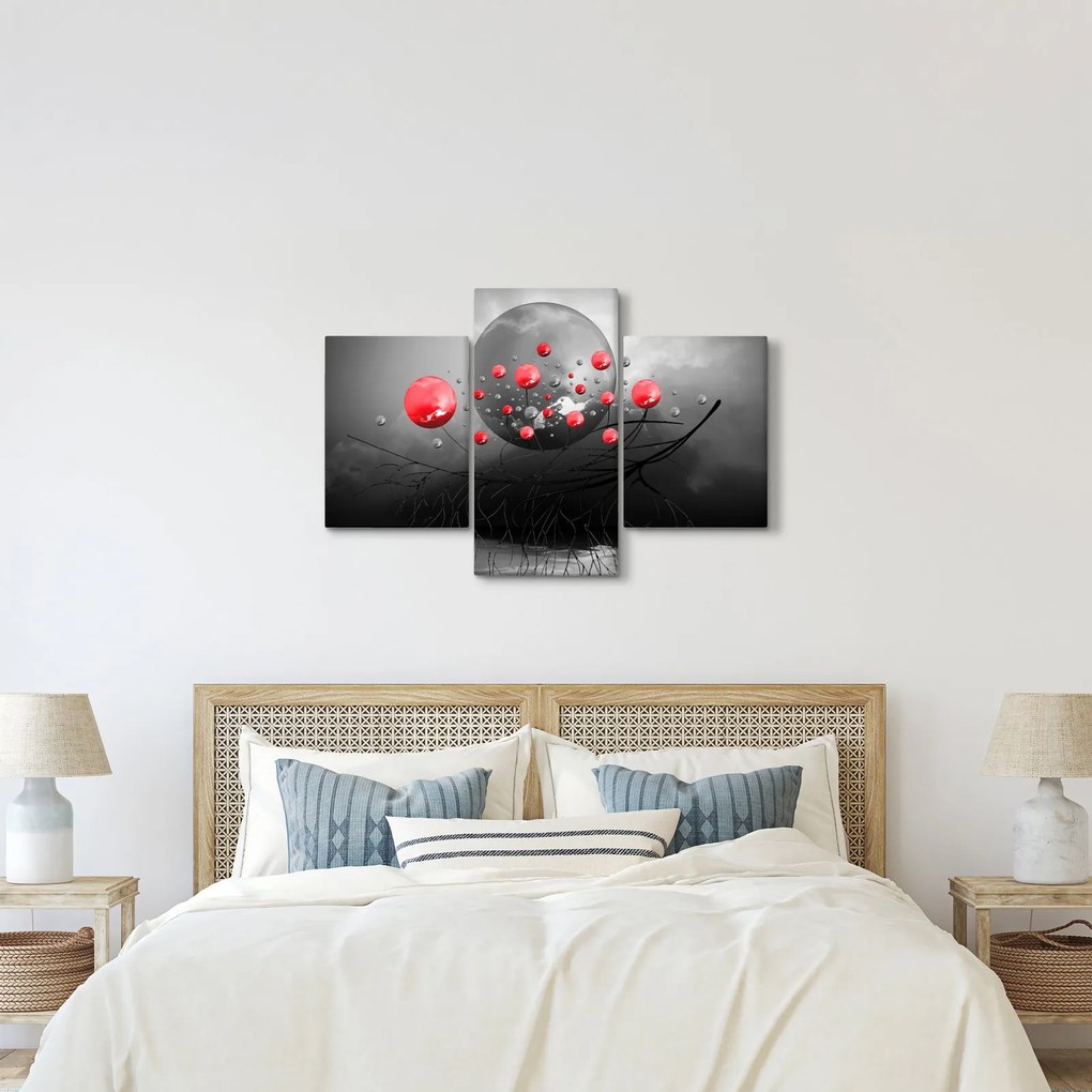 Tabloul cu bile abstracte roșii (90x60 cm)