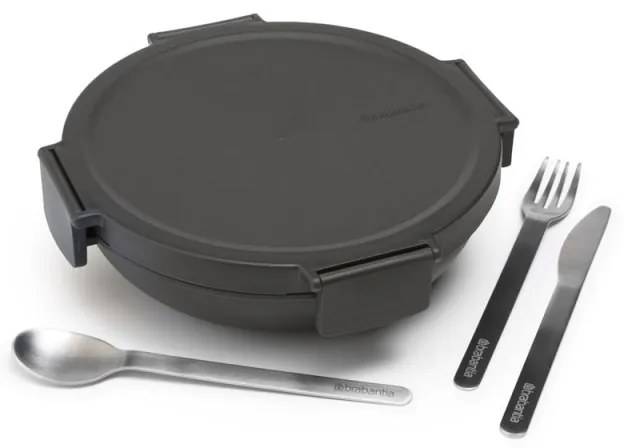 Cutie pentru alimente Brabantia Make&Take 1006299, 1 L, Inchidere ermetica, Fara BPA, Gri inchis