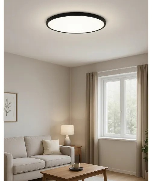 Plafonieră LED, 40 W, 230 V, 3000/4000/6500 K, Ø 50 cm, neagră
