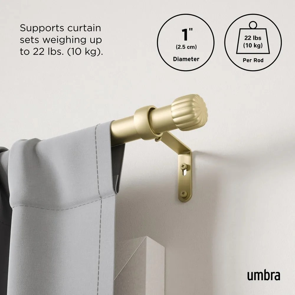 Galerie de perdea auriu mat extensibilă din oțel 168 - 305 cm Cleo – Umbra