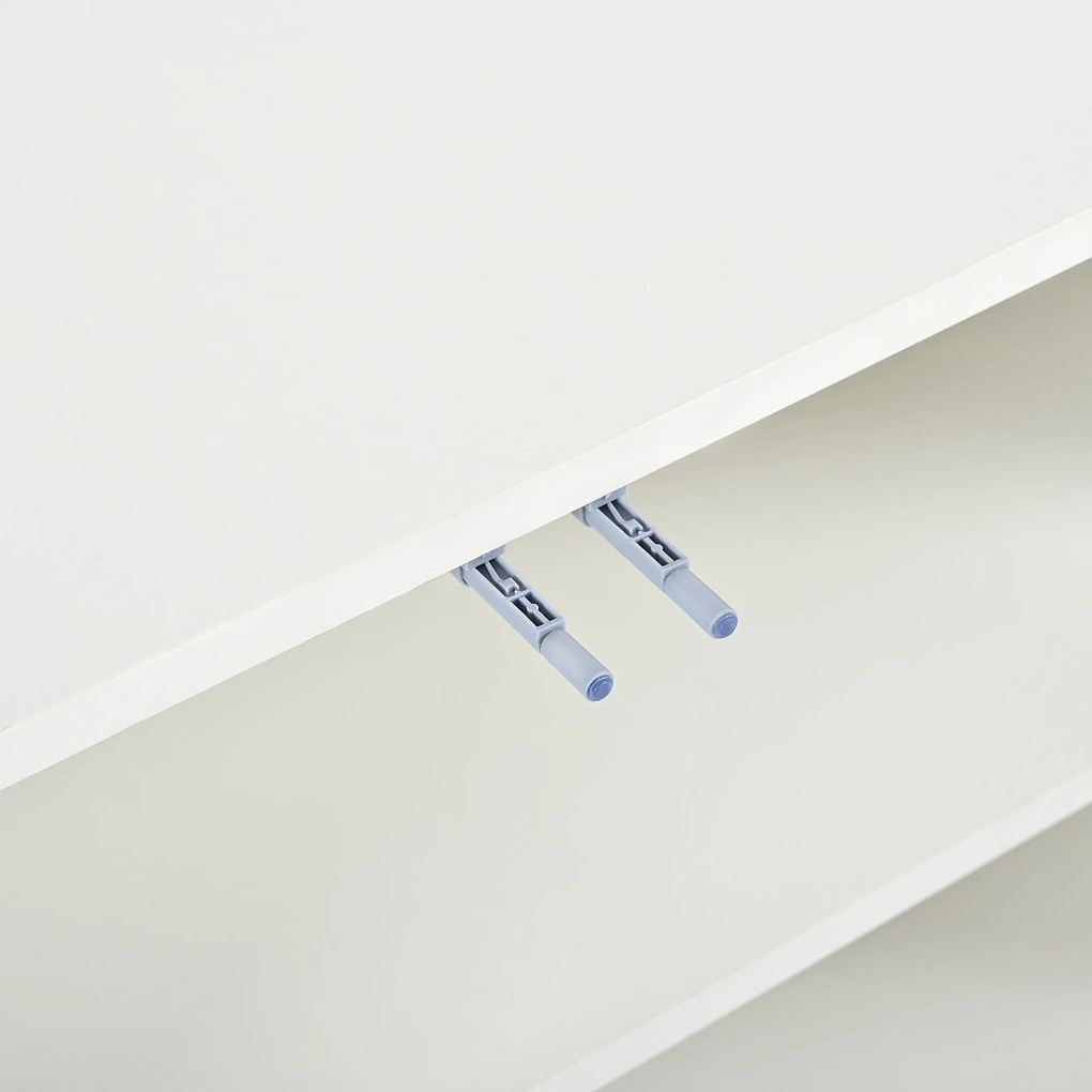 Comodă cu 4 uși, sticlă & metal, mult spațiu de depozitare, 150x38x85 cm, Alb