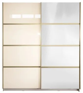 Gold Dulap 1800 Crem cu usi MDF Lucios si Oglinda