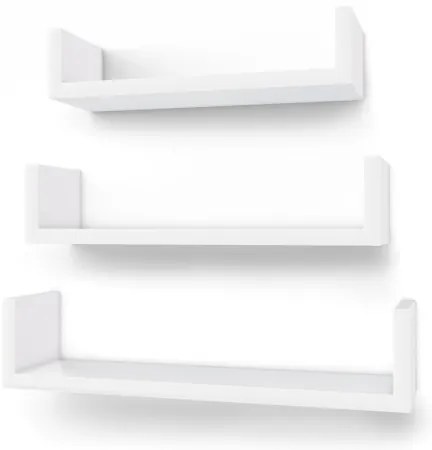 Set de 3 polițe de perete SHELFY, albe