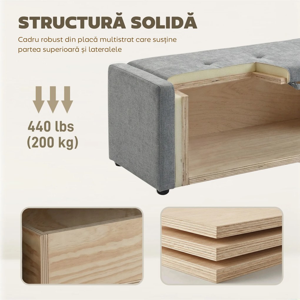 HOMCOM pouf interior taburet bancă suport capăt pat | Aosom Romania