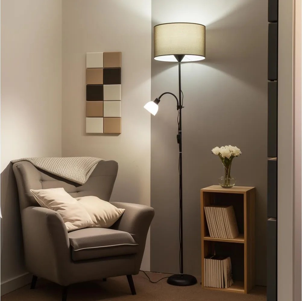 Brilagi - Lampadar CERIA 1xE27/100W/230V + 1xE14/25W negru/maro