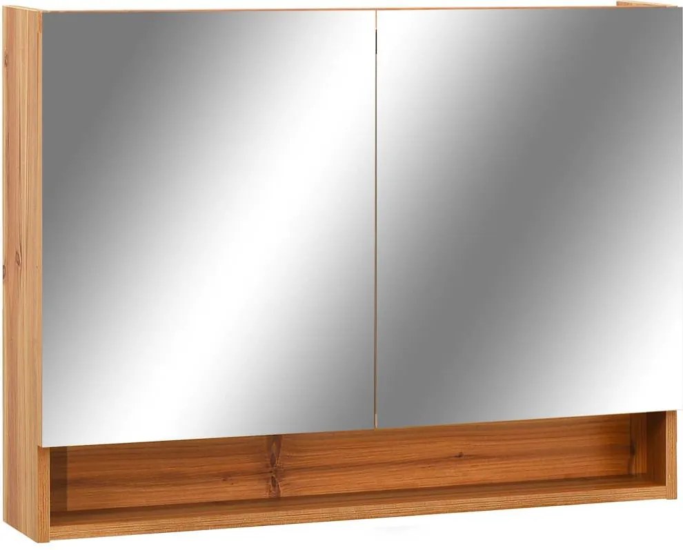 vidaXL Dulap de baie cu oglindă și LED-uri, stejar, 80x15x60 cm, MDF